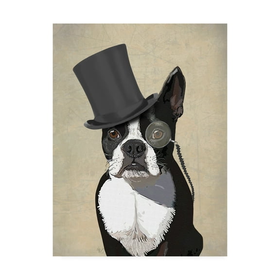 Trademark Fine Art 'Boston Terrier, Formal Hound And Hat' Canvas Art by Fab Funky