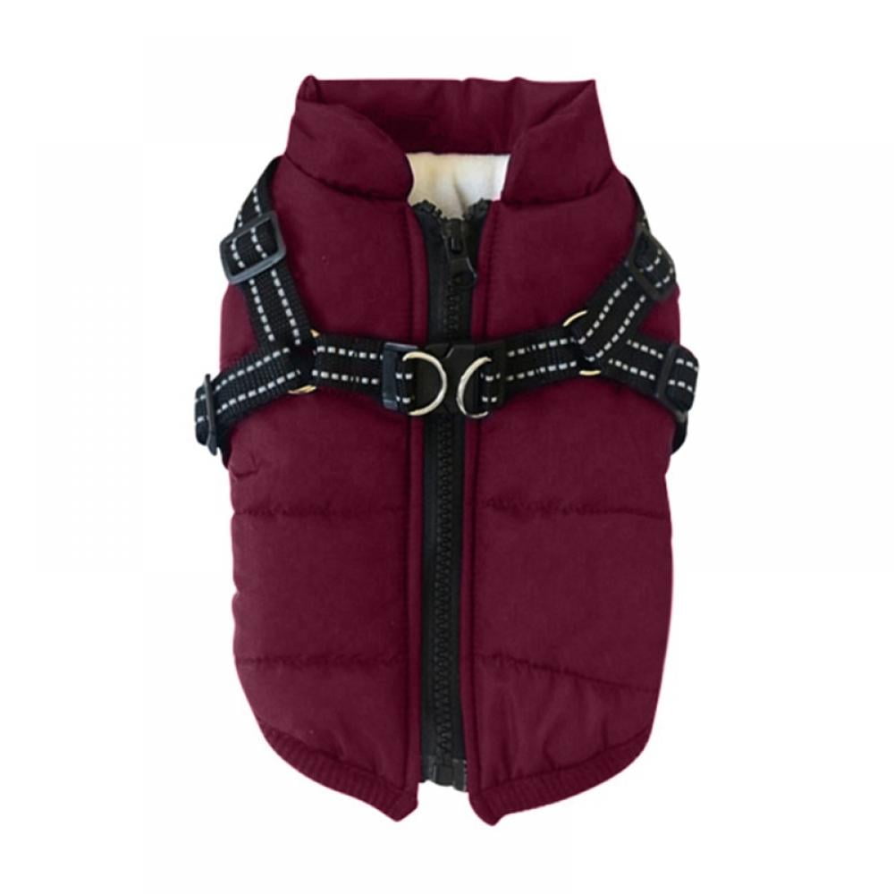 Pet Sleeveless Cotton Padded Vest with Durable Chest Strap Harness Dog Skiing Coat Costume Oclot 2 in 1 Pet Autumn Winter Jacket