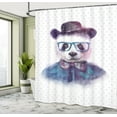 thumbnail image 5 of Ambesonne Funny Shower Curtain, Hipster Panda with Tie, 69"Wx84"L, Black Blue, 5 of 5