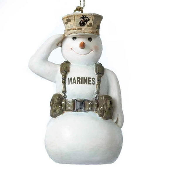 United States Marine Corps Saluting Snowman USMC Christmas Ornament MC2132 New