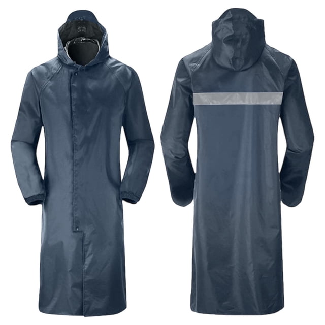 Imperméable Long Résistant aux Tempêtes avec Bande Réfléchissante - Imperméable de Randonnée en PVC pour l'Extérieur, les Voyages, le Camping et les Urgences - Capuchon Ajustable, Conception Réutilisable et Portable
