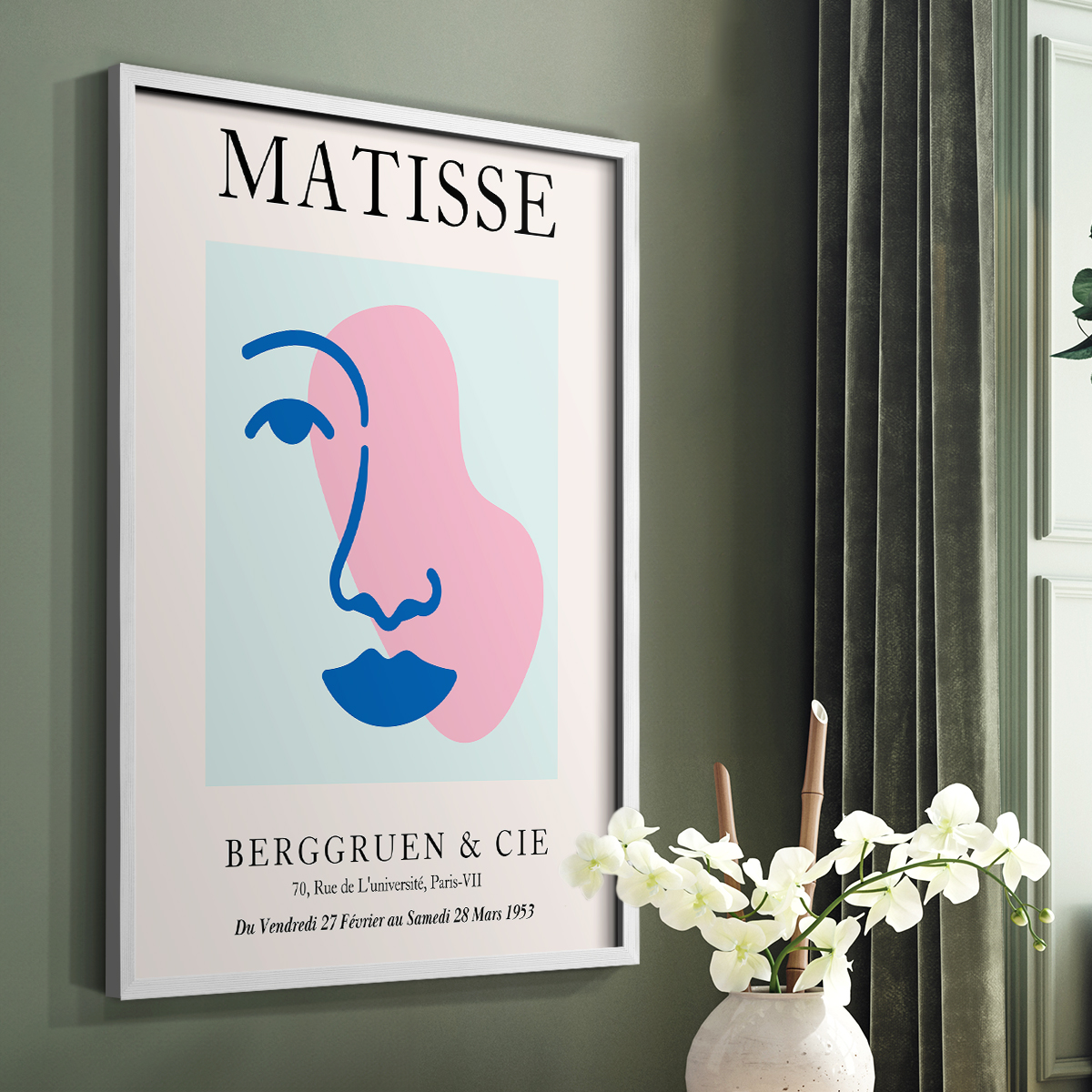 Matisse CDXCIX in White Solid Wood Framed Print No Nail Hanging