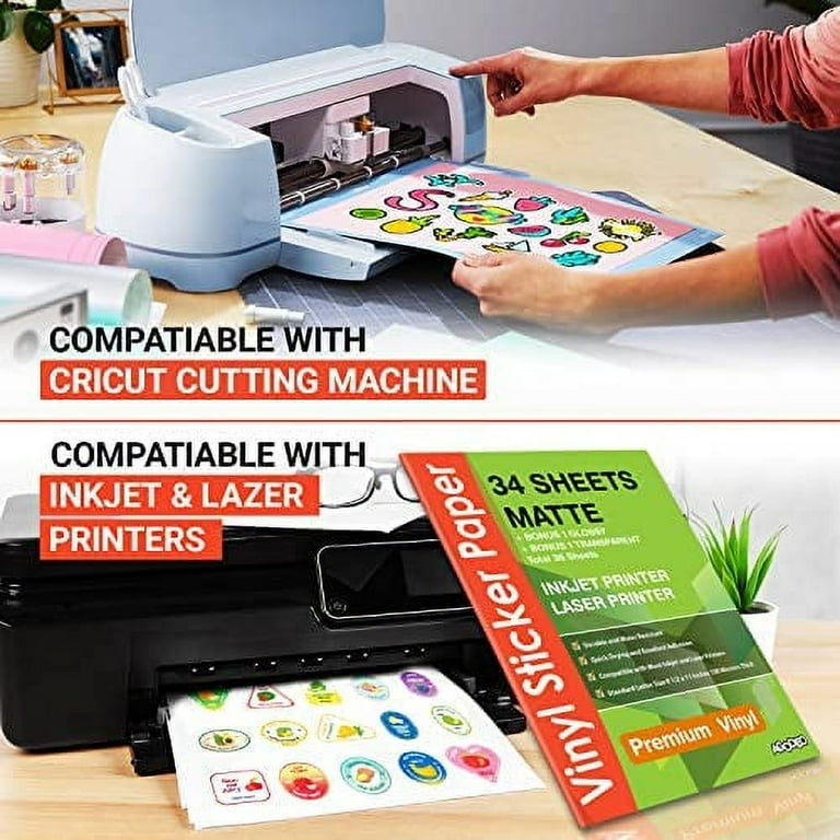 Purple Sticker Paper - 8.5 x 11 Full Sheet Label - for Cutting Machines,  Scissors - Permanent, Matte - No Backslit - 100 Sheets, Inkjet/Laser  Printers