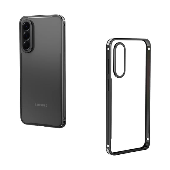 For Samsung Galaxy S25 Metal Bumper Phone Case,Slim Fit No Back Design,With Camer Lens Protector,Anti-Fall Drop Protection Shockproof Rugged Ultra Slim Durable Thin Fit Phone Case,Black