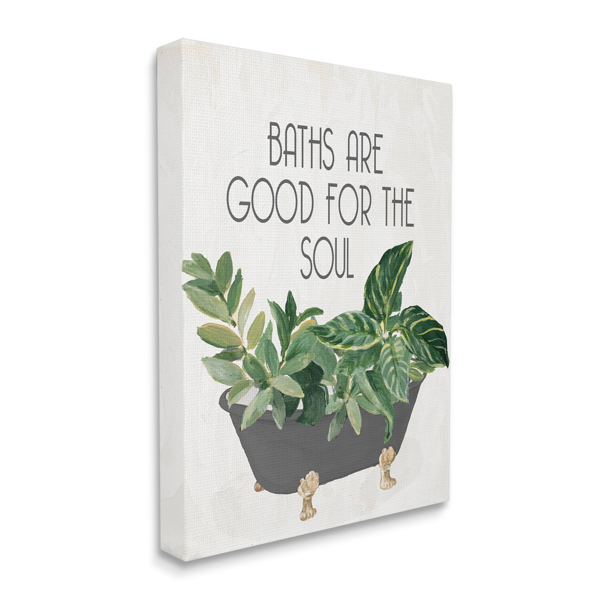 Stupell Industries Botanical Bath Phrase Typography Painting Gallery Wrapped Canvas Print Wall Art, 24 x 30