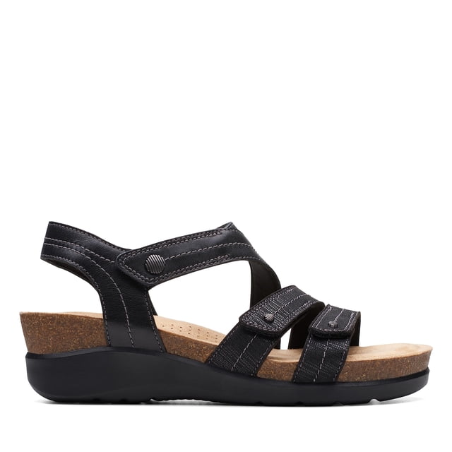 Sandalia de Cuña Calenne Clara para Mujer Clarks Negra Talla 7 Ancha