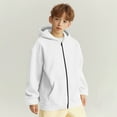 thumbnail image 5 of Girls Boys Children Fleece Plain Hoodie Top Full Zip Hooded Sweatshirts Warm Jackets Fall Winter Casual Long Sleeve Coat with Pockets Sweat Tops Baggy Dailywear Sportswear, 5 of 5
