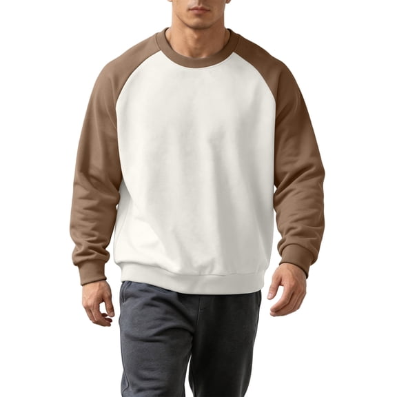 Gytharion Men's Color-blocking Sweatshirts Raglan Sleeve Solid Color Classic Pullovers Fall Comfortable Pullover Tops