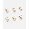 thumbnail image 4 of 6pcs 18g 4mm Nose Rings Studs for Women Clear CZ Nose Studs Gold Coated 6.5mm Length L Shaped Nostril Piercing Jewelry 18 Gauge Nose Jewelry Surgical Steel L Bend Nose Stud, 4 of 4