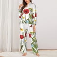 thumbnail image 2 of Rateoe Wild Herbs Pattern Womens Pajamas Set Long Sleeve Sleepwear Button Down Nightwear Soft Cotton Pj Lounge Sets-Large, 2 of 7