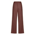 thumbnail image 6 of Enjoytime Women's Pants Casual Elastic Waisted Straight Leg Trousers Solid Color Drawstring Loose Comfy Plus Size Work Pants with Pockets Brown S, 6 of 6