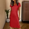 thumbnail image 2 of LIaqionyy Satin Nightgowns for Women Sleepdress Silky Loose Sleepwear V Neck Nightshirt Short Sleeve Pajamas, 2 of 5