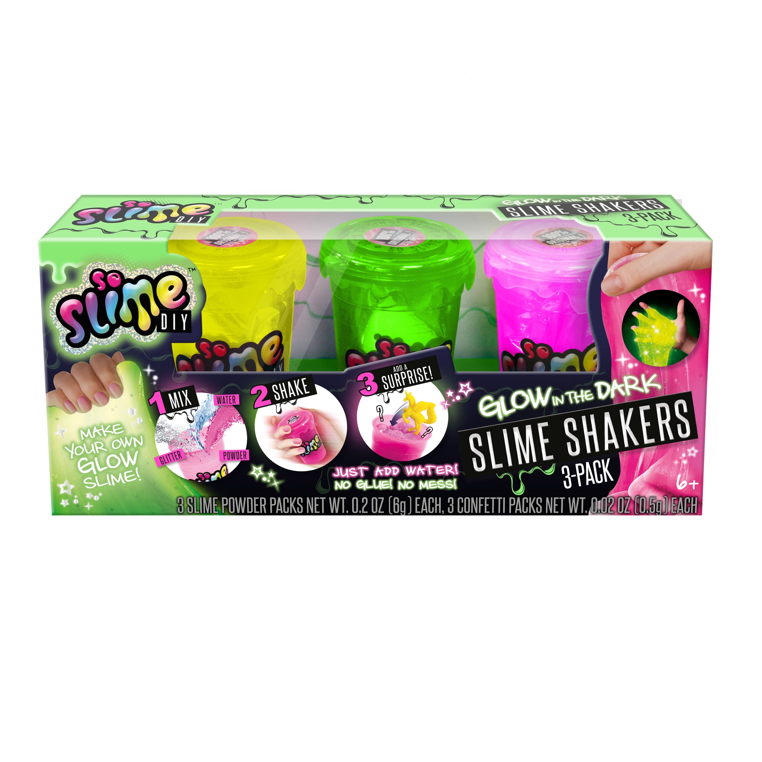 So Slime Diy 3 Pack Of Glow In The Dark Slime Shakers Walmartcom