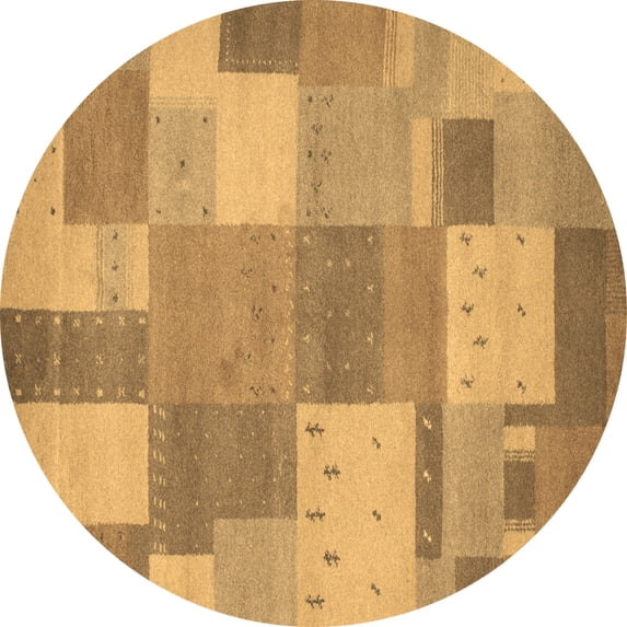 Ahgly Company Indoor Round Patchwork Brown Transitional Area Rugs, 5' Round