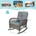 thumbnail image 5 of MEETWARM Outdoor Wicker Patio Rocking Chair Cushioned Rattan Rocker Chair for Porch, Deck, Poolside with Steel Frame, Weather-Resistant Gray Cushions, Set of 2, 5 of 6