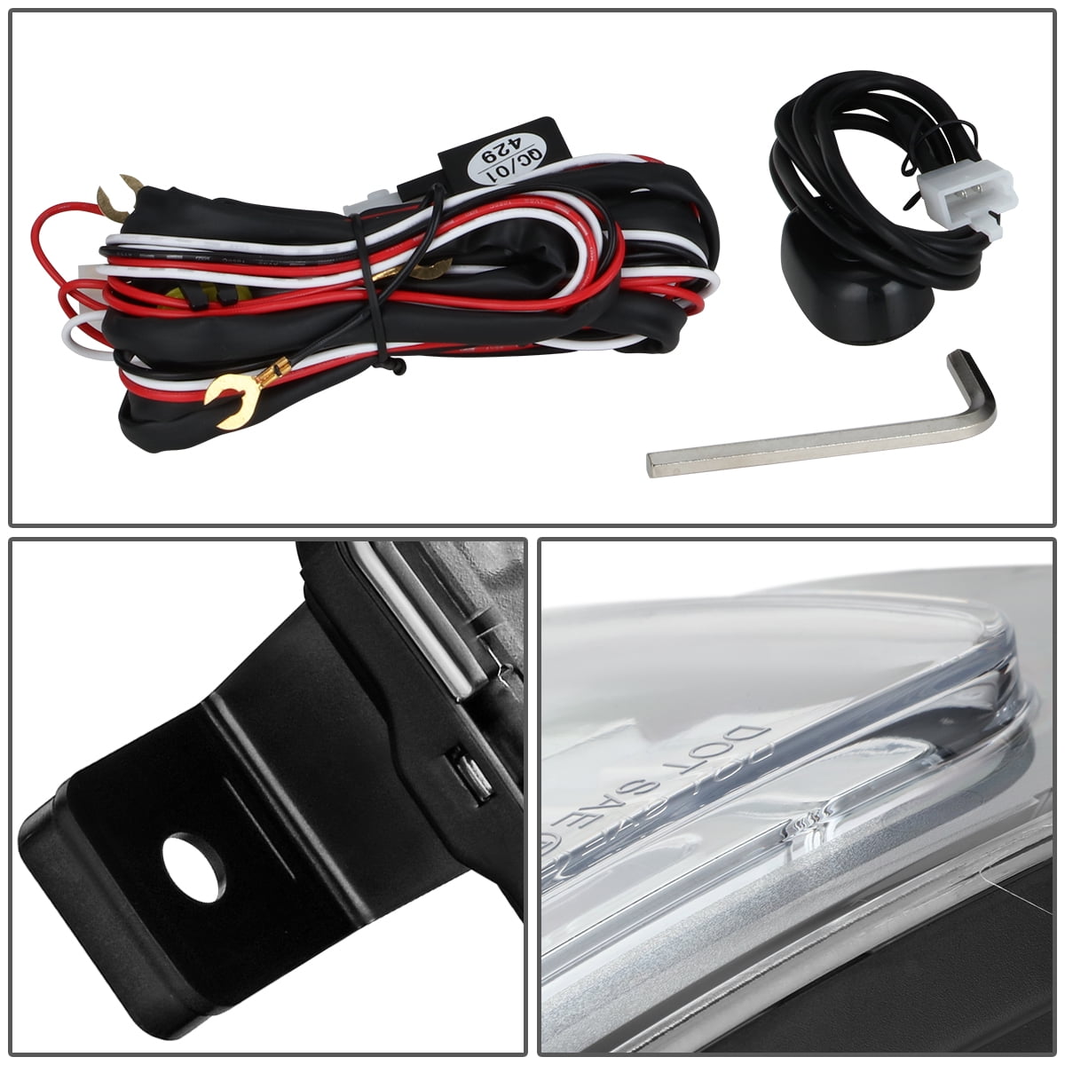 DNA Motoring For 16-19 Chevy Silverado 1500 FULL LED Front Face Bar Fog Lamps Pair Chrome w/Wiring+Switch