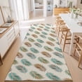 thumbnail image 3 of Hallway Runner Rug 2'x6', Teal Brown Palm Leaf Kitchen Runner Rugs Non-Slip Carpet Mats, Summer Botanical Tropical Rustic Bedside Rugs Runners Washable Floor Carpet for Bathroom Laundry Room, 3 of 8