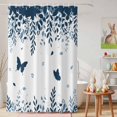 thumbnail image 6 of Shower Curtain Butterfly Leaf Shower Curtains for Bathroom Decor, Waterproof Polyester Shower Curtain Set with Hooks, Small Stall Size 36" x 72" Blue Plant Silhouette, 6 of 9