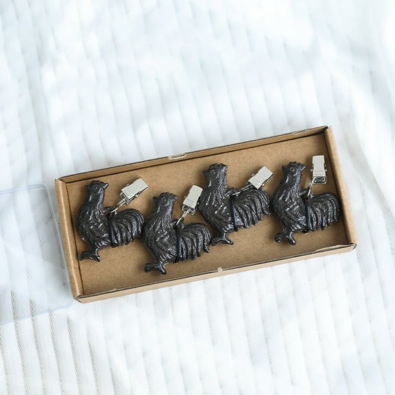 Set of 4 Pieces Iron Vintage Antique Black Cock Heavy Pendant Clip on Hangers Tablecloth Weights Kit for Outdoor Home Garden Party Wedding Picnic Table Covers Cloth