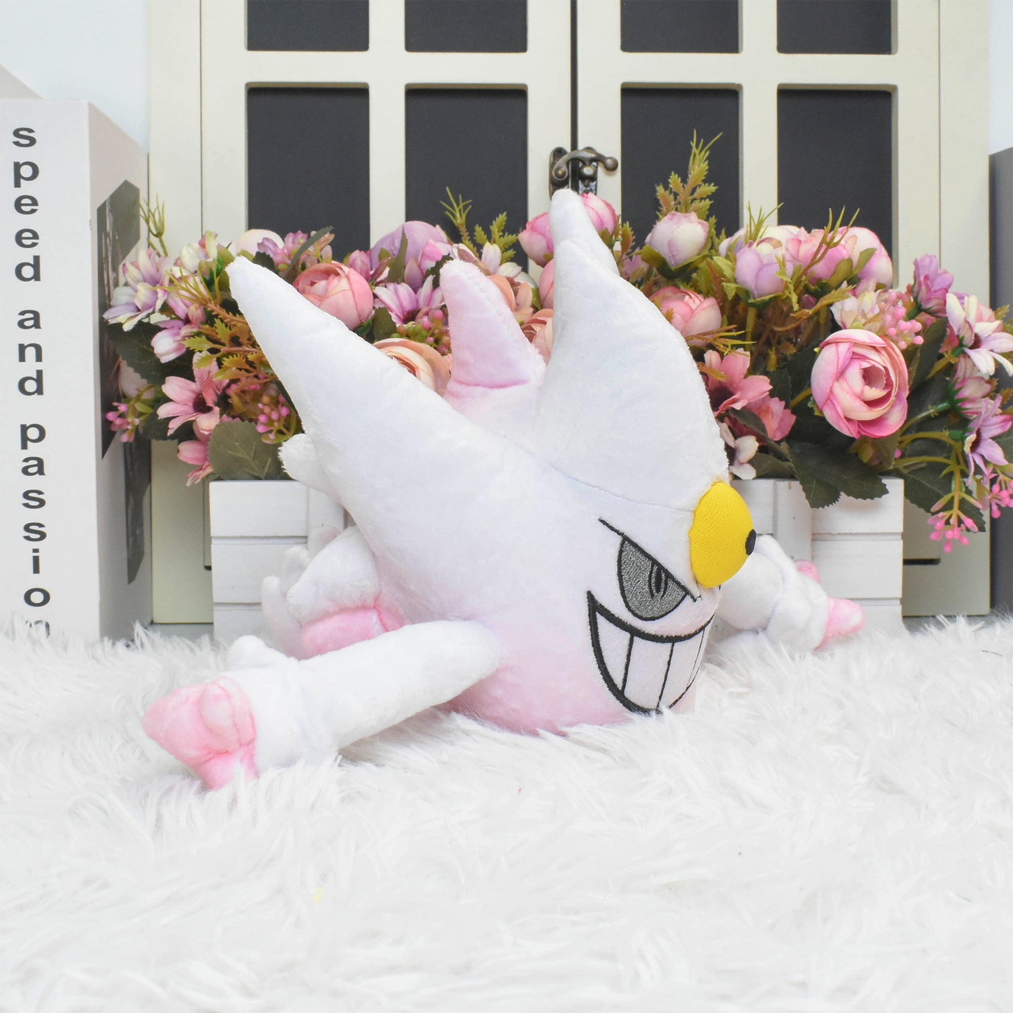 Sarzi Shiny Mega Gengar Plush 8 Inch White Dolls Pillow  Decoration，Christmas Gift 