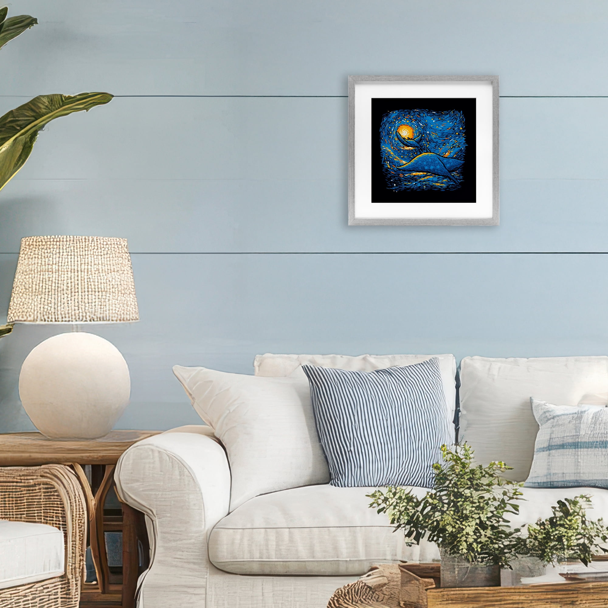 Stupell Industries Impressionist Manta Rays Gray Framed Print Under Glass, design by Tobe Fonseca