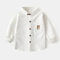 thumbnail image 2 of XUELUO Toddler Boys Shirts & Tops Autumn Winter Cartoon Bear Print Lapel Button Down Long Sleeve Gentleman Tops Tshirts Outwear,White,3-4 Years, 2 of 4