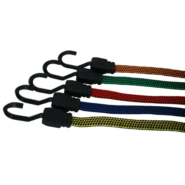 Attwood 117127 FivePiece Set MultiColor Flat Bungee Cords with End