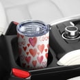 thumbnail image 5 of 20oz Insulated Tumbler, Travel Coffee Tumbler with Lid, Cup Holder Friendly Travel Coffee Mug, Stainless Steel Thermos, 20 Oz Tumbler, Reusable Insulated Coffee Mug with Lid ( Love Heart Pink ), 5 of 7