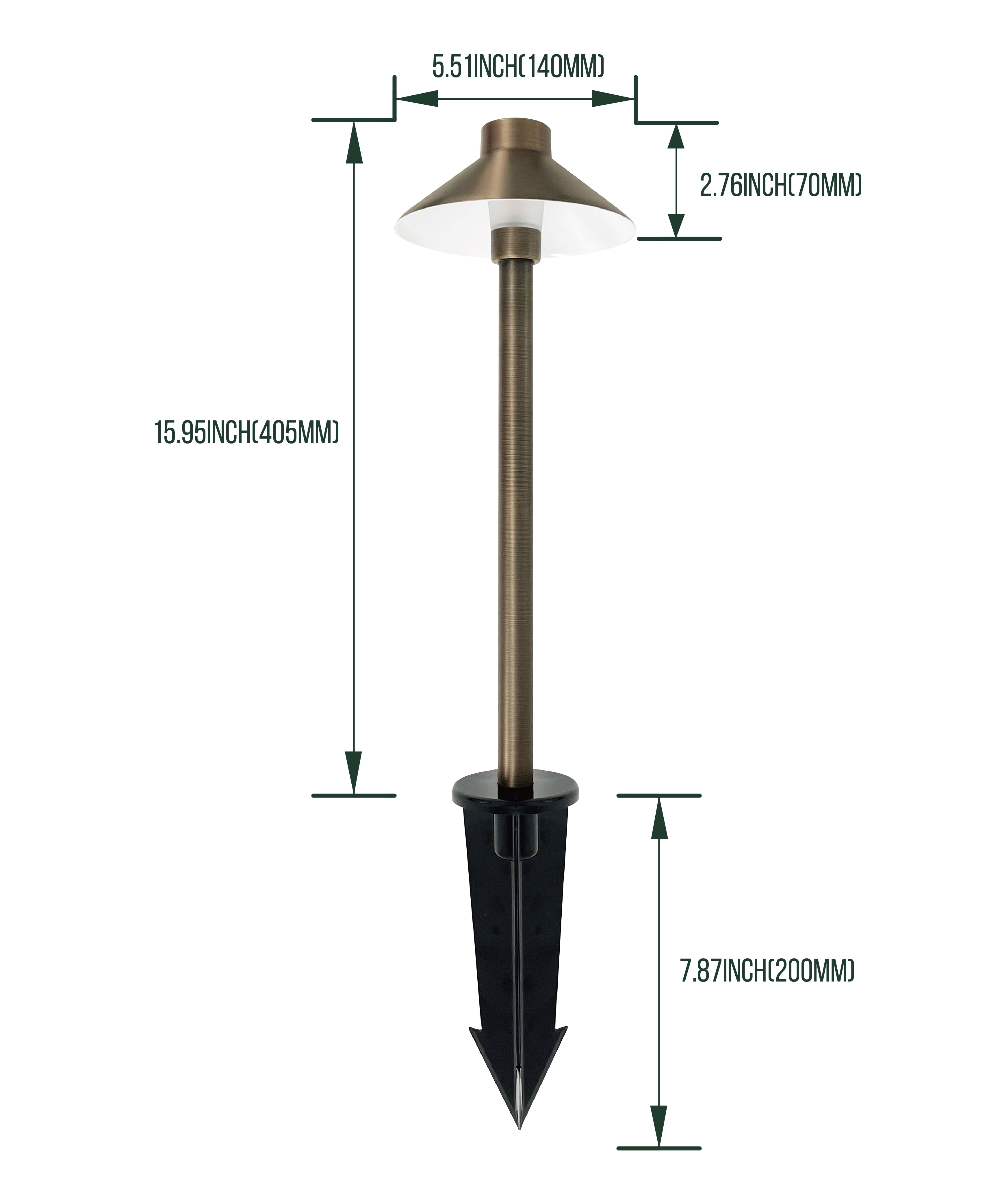 GKOplus Solid Brass Pathway Lights, Low Voltage LED Landscape Path Light, Outdoor Waterproof Accent Light, 12V AC/DC, 2700K Warm White, with 3W G4 LED Bulb & Large Rugged Slot Spike, 2 Pack