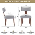 thumbnail image 6 of MAYEERTY Set of 2 Linen Fabric Modern Armless Dining Chairs, Curved Backrest & Solid Wooden Legs, for Dining Room & Living Room, Gray, 6 of 6