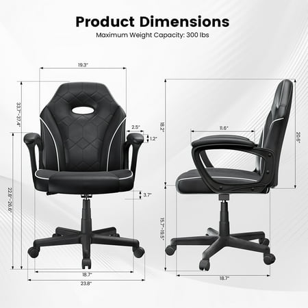 ACGAM - Slim Ergonomic Gaming Chair - Black