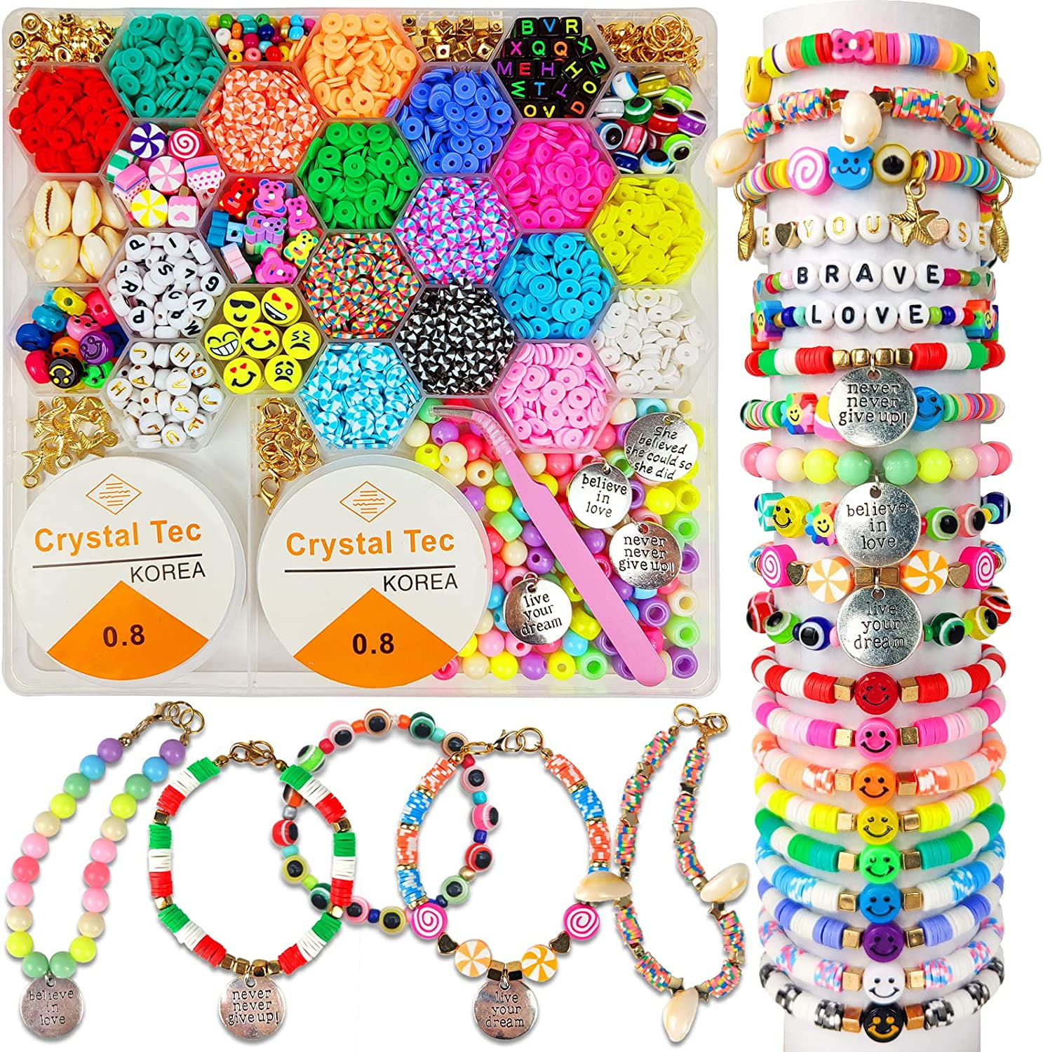 StyleCarry Flat Clay Beads for Jewelry Bracelet Making Kit, DIY Arts