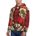thumbnail image 3 of Lsque Mythical Red Stag Illustration Pattern Casual Men's Hoodie,Hooded Sweatshirt with Kangaroo Pocket,Pullover Hoodie-3X-Large, 3 of 7