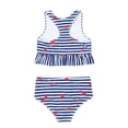 thumbnail image 3 of JAJAHO Girls Two Piece Swimsuit High Waist Bikini Set Cute Striped Heart Printed Tankini Top And Briefs Bottom For Kids 6-15 Years Trendy Swimwear, 3 of 7
