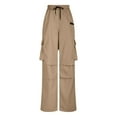 thumbnail image 6 of Men's Casual Cargo Pants Drawstring Stretch Waist Straight Trousers Solid Color Pockets Sports Pants, 6 of 7