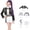 Black B#02, variant on 6-Piece Pop Singer Halloween Costume for Girls, Cropped Zip Jacket, Sleeveless Top, Shorts and Braided Ponytail Extension for Stage Performance, Cosplay Dress Up and Parties
