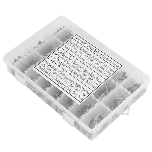 CAJA DE SURTIDO DE TRANSISTORES, Kit de Surtido de Transistores de Alta Resistencia Dieléctrica Pequeña Potencia Para Hobby Electónica para audio-Video