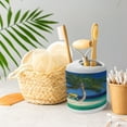thumbnail image 5 of Ambesonne Tropic Soap Dispenser & Toothbrush Holder Set, Chair Under a Palm Tree, 2 Pcs, Green Blue Yellow, 5 of 6