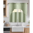thumbnail image 2 of Sage Green Ombre Kitchen Curtain and Valance Set 3 Pieces,Rod Pocket Short Tier Curtains 24 Inch Length,Modern Abstract Art Farmhouse Gradient Swag Topper Small Window Treatment for Cafe Bathroom, 2 of 6