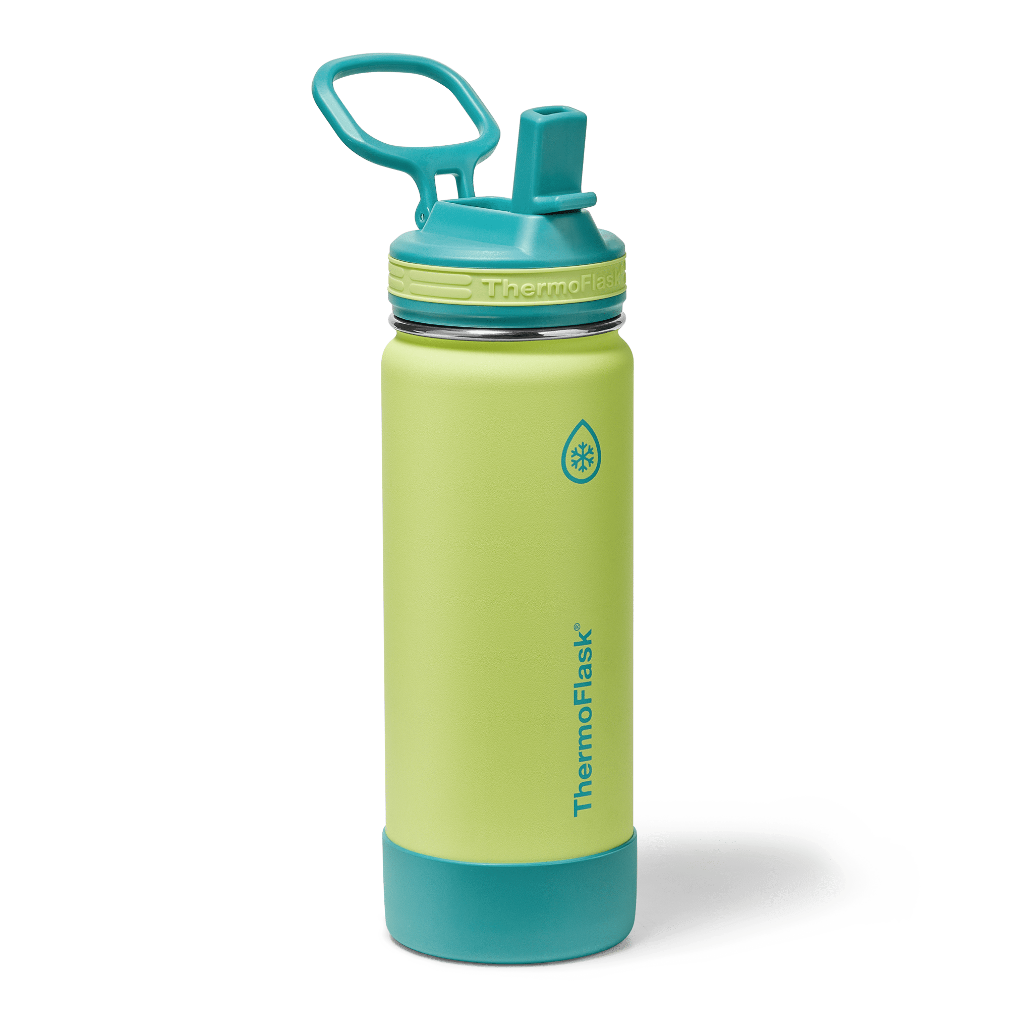 ThermoFlask 18 oz Kids Insulated, Stainless Steel Water Bottle, Leakproof Straw Lid, Lime Zest