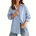 thumbnail image 2 of Edvintorg Blouses for Women Dressy Casual Striped Long Sleeve Turndown Collar Button Down Shirt Women Tops Fashion Clothing Red XXL, 2 of 5