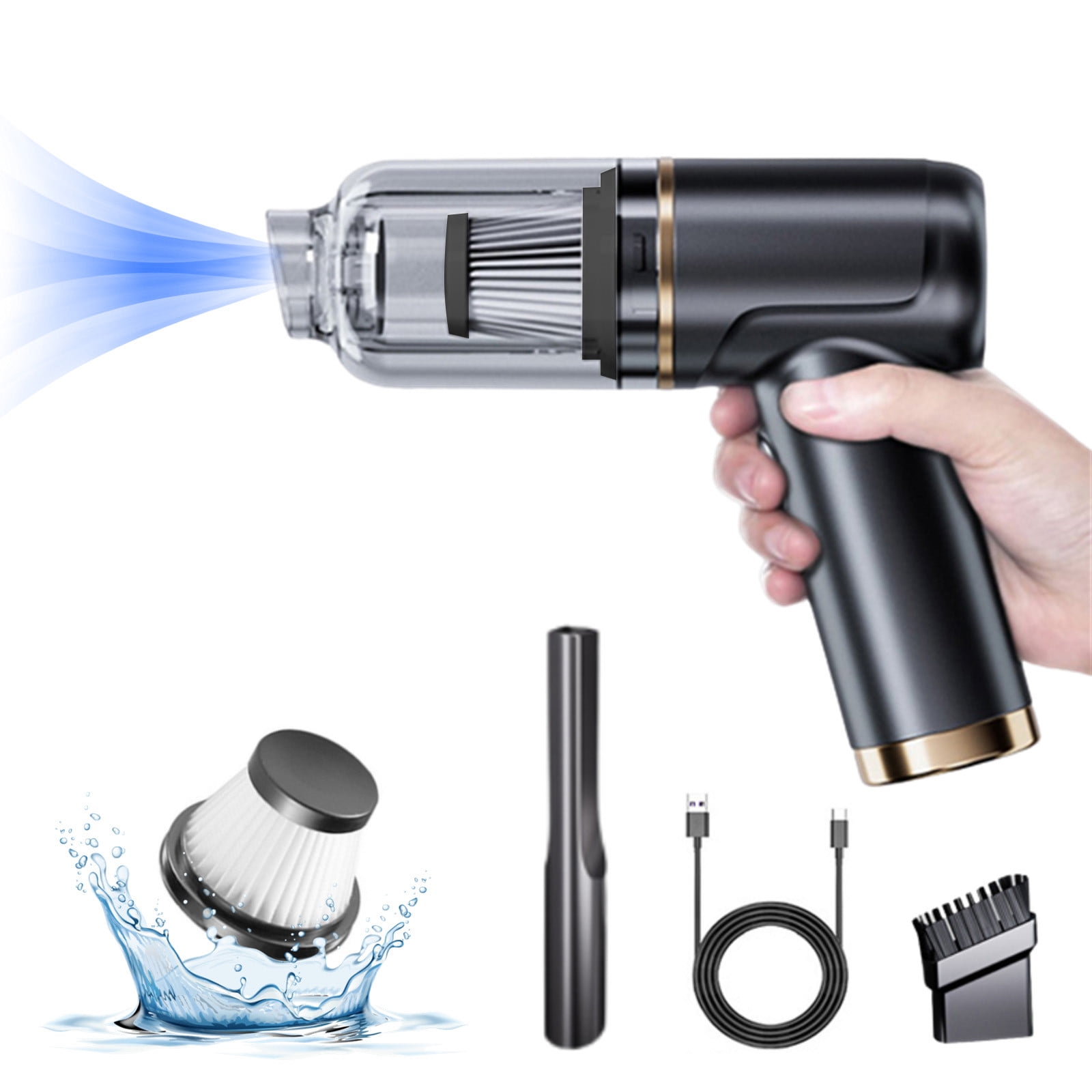 Dvkptbk Vacuum Cleaner Mini Vacuum, Wireless Handheld Car Vacuum Cleaner Rechargeable, Strong Suction, Dry Use for Car, Keyboard, USB Charging Cable Included Home Essentials
