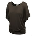 thumbnail image 4 of Made by Johnny Women's Boat Neck Short Sleeve Dolman Drape Top L BROWN, 4 of 4