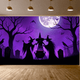 thumbnail image 6 of Spooky Witch Theme Halloween Banner Cauldron Scene Night Sky Bats Moon for Halloween Party Decoration Outdoor Indoor, 6 of 9