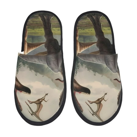 

Tideii Forest Park Dinosaur for Home Indoor Cotton Slippers Autumn and Winter EVA Plush Slippers Household Supplies Unisex-Medium