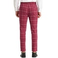 thumbnail image 3 of INSPIRE CHIC Men's Dress Plaid Slim Fit Flat Front Business Checked Trousers 40 Burgundy, 3 of 7