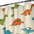thumbnail image 3 of Colorful Dinosaur and Leaf Pattern Shower Curtain 36"x72" ,Bathroom Decorative Shower Curtains Set with 12 Hooks,Modern Waterproof Washable Shower Curtain, 3 of 6