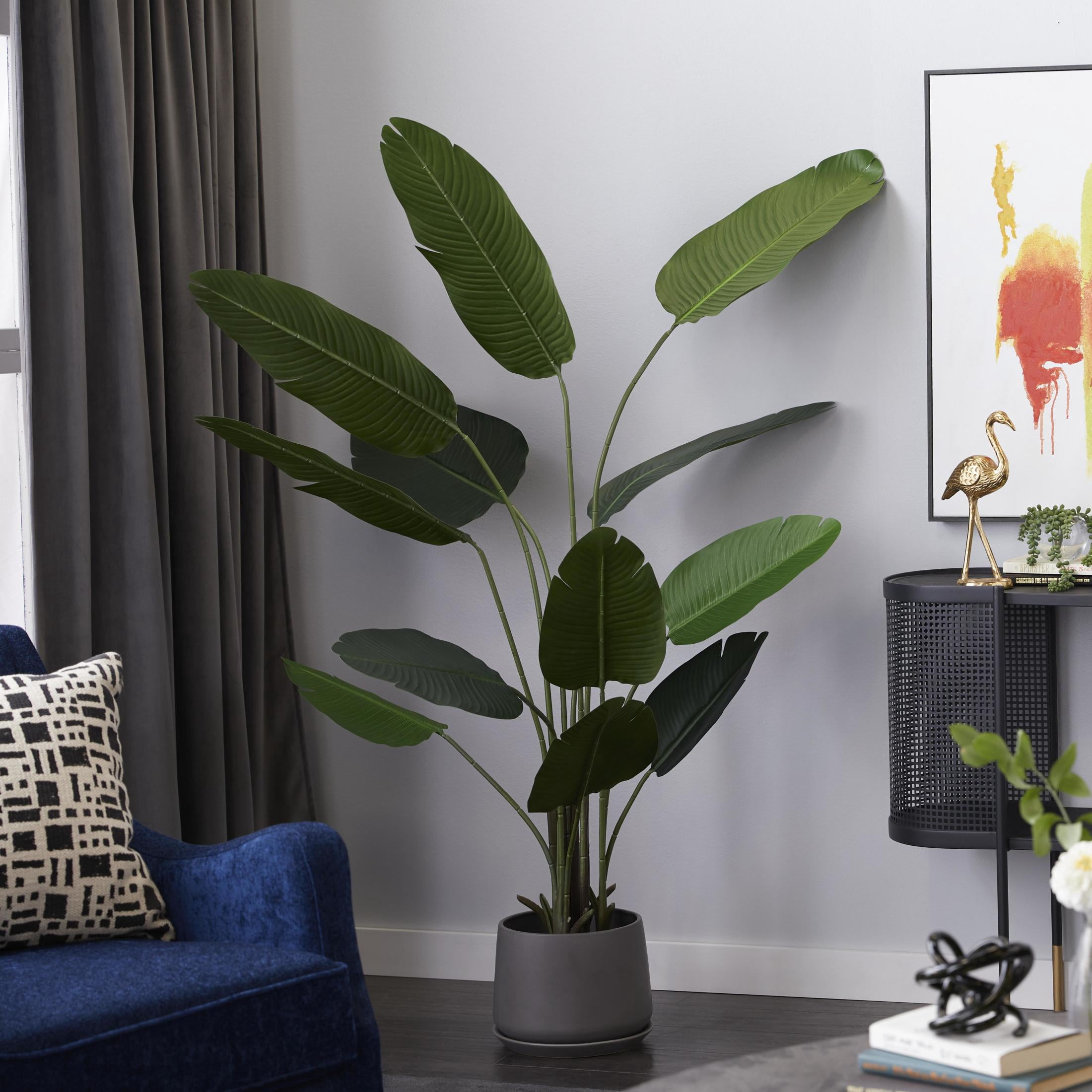 DecMode 70" Tall Artificial Bird of Paradise Plant in Black Plastic Pot