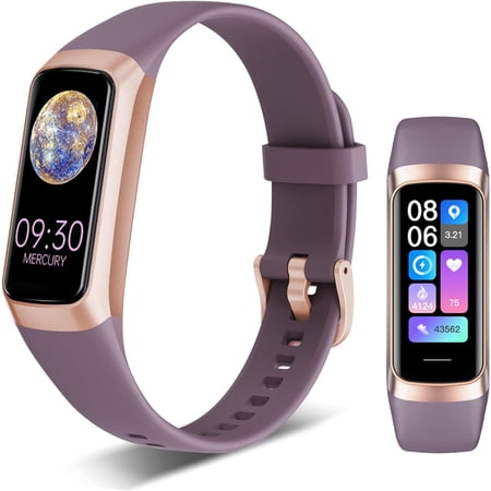 Fitness Tracker, 24/7 eart Rate Blood Oxygen Blood Pressure Body Temp Monitor Sleep Calorie Tracker wit 1.1" AMOLED Touc Color Screen Pedometer Smart Watc Waterproof for Women Men (Bordeaux)