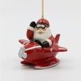 thumbnail image 3 of Ceramic Santa Claus Flying Red Airplane Ornament 3.75 Inch Holiday Decor, 3 of 3